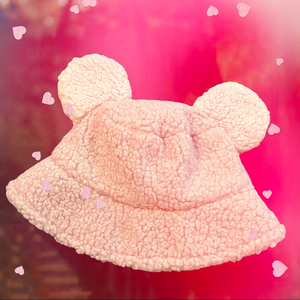 Mickey Ears Pink Sherpa Bucket Hat